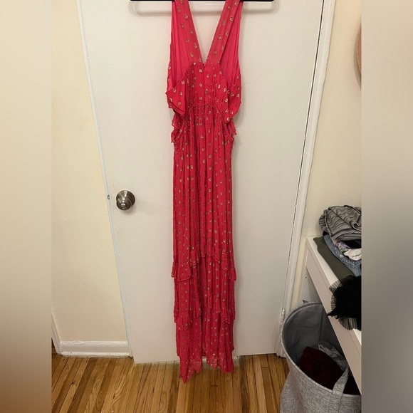 NWT Pink Tiered Shimmer Metallic Dress size Large - Picture 10 of 11